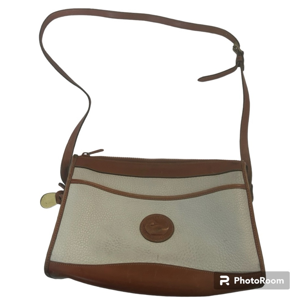 Dooney & Bourke cream brown vintage all weather crossbody bag